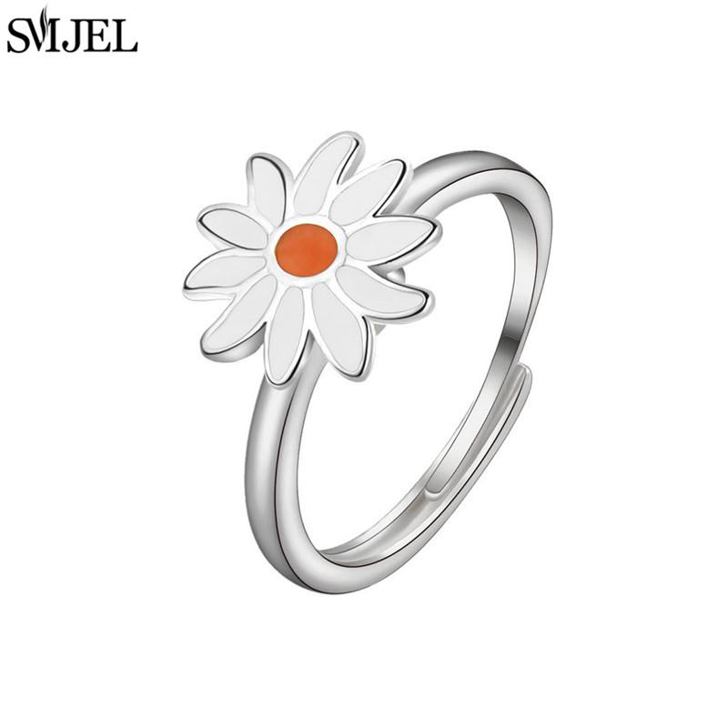 Etnisk Mote Tusenfryd Blomst Angstring Justerbar Dame Jenter Bekymring Stresslindring Smykker Spinnende Fidget-ringer Festgaver