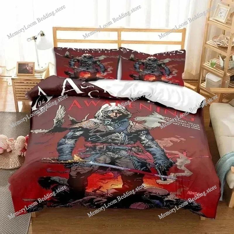 Game A-Assassin S Creed Art Bedding Set Gamer Duvet Cover Set Adult Boys Bedroom Single Double King Size Comforter Quilt Cover