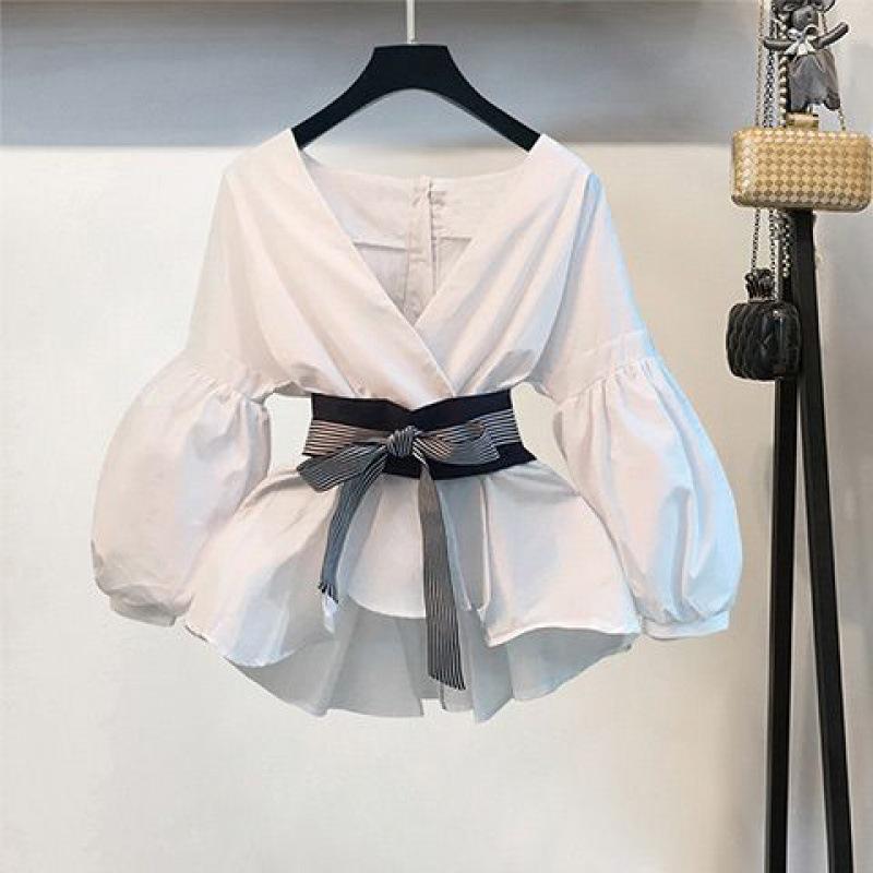 Spring and Autumn Women's Fashion Casual Short Three-quarter Sleeve Shirt Wide-leg Pants Two-piece Suit