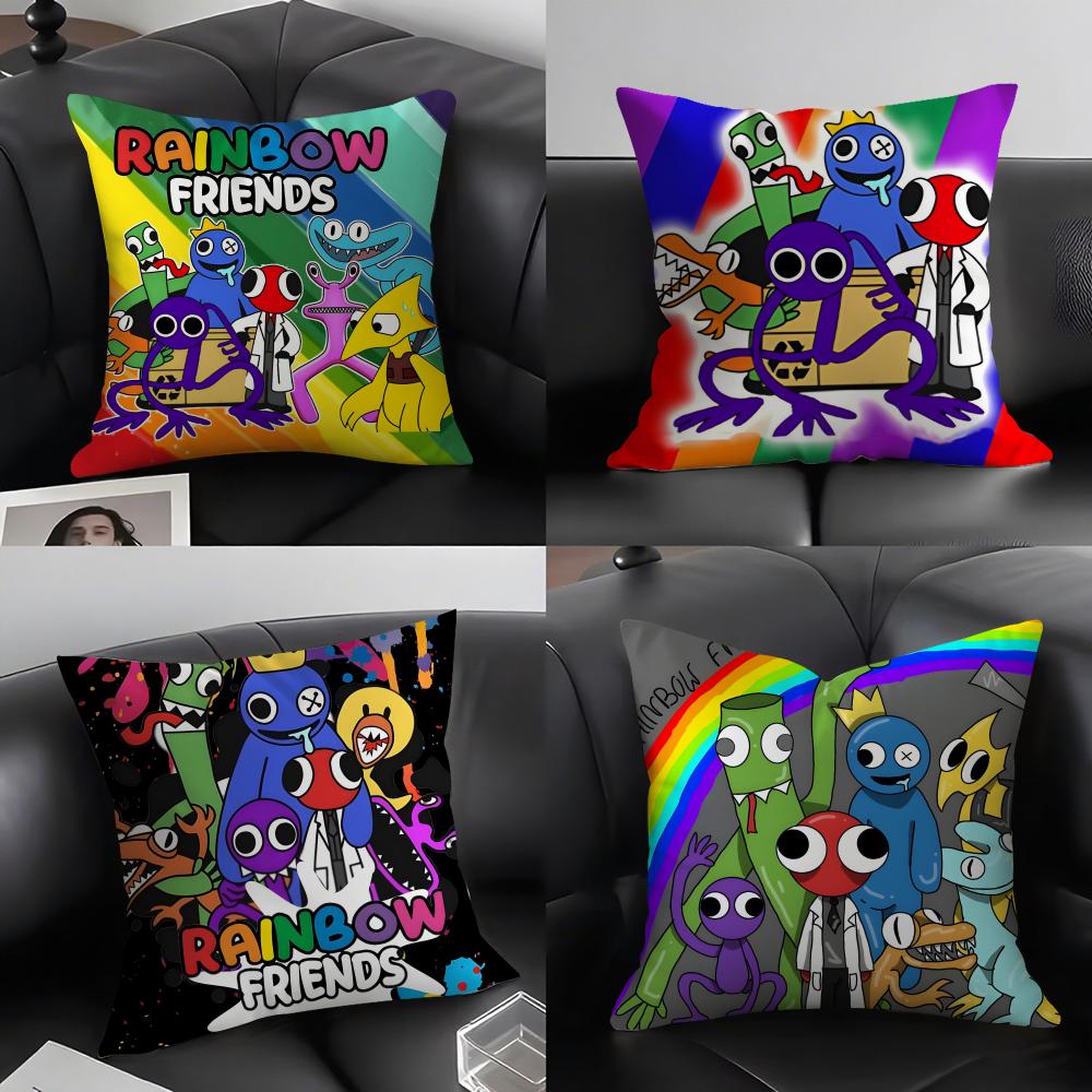 RRainbow FriendsS Cartoon Cushion Cover Pillowcase Ultra Soft Skin Friendly Fabric Cloud Like Comfort Concealed Zipper