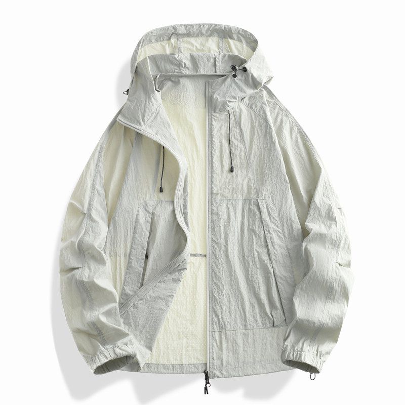 Upf100 Ice Silk Sun Protection Clothing for Men and Women, Outdoor Anti-Uv Summer Lightweight Sun Protection Clothing Hooded Jacket