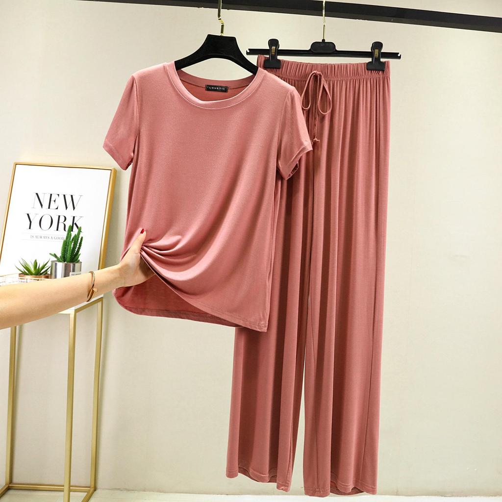 Women's Modal Short-Sleeve T-Shirt and Shorts Casual Two-Piece Suit