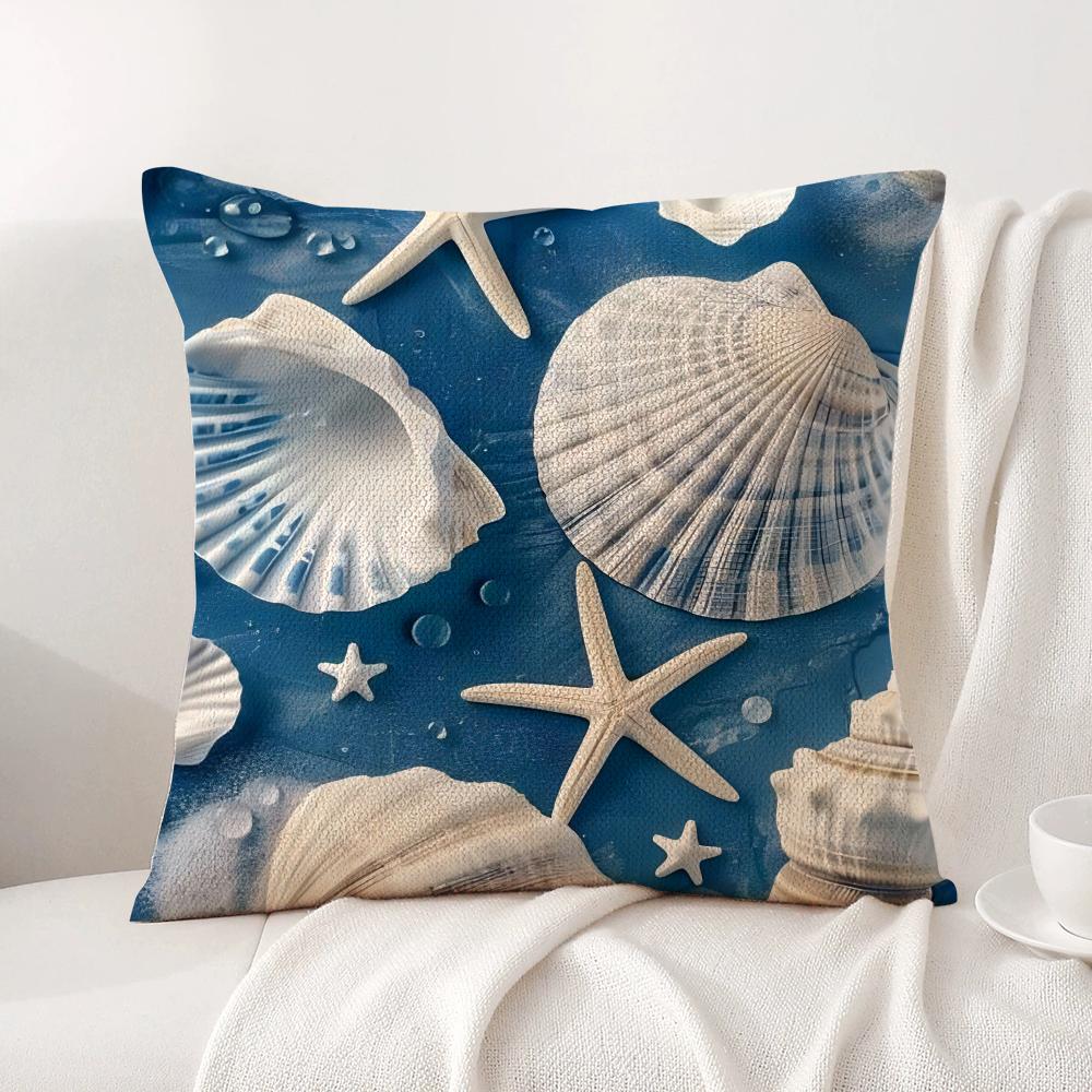 Ocean Animals Cushion Cover Summer Coolness Linen Fabric Double-Sided Printing Pillow Case Sofa Home Decor Gift
