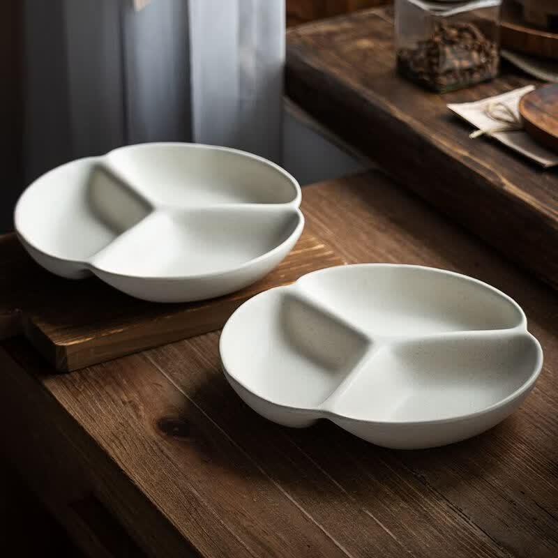 Minimalist Ceramic 3-Compartment Portion Control Plate