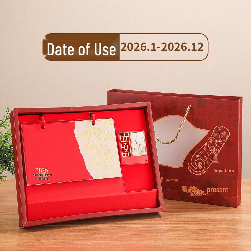 2026 Year of the Horse Leather Desktop Calendar – Custom Business Edition with Logo