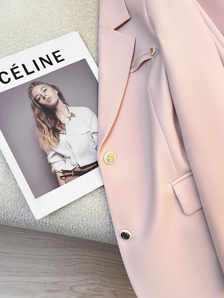 Women's Pink Loose Casual Suit Jacket - Age-Reducing, High-End, 2025 Spring/Autumn Collection