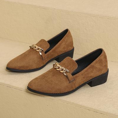 Fashion Loafers Female Shoes Women Fashion Mary Janes Round Toe Flats Loafers Oxfords Platform Casual Metal Chain Buckle Ladies Heels
