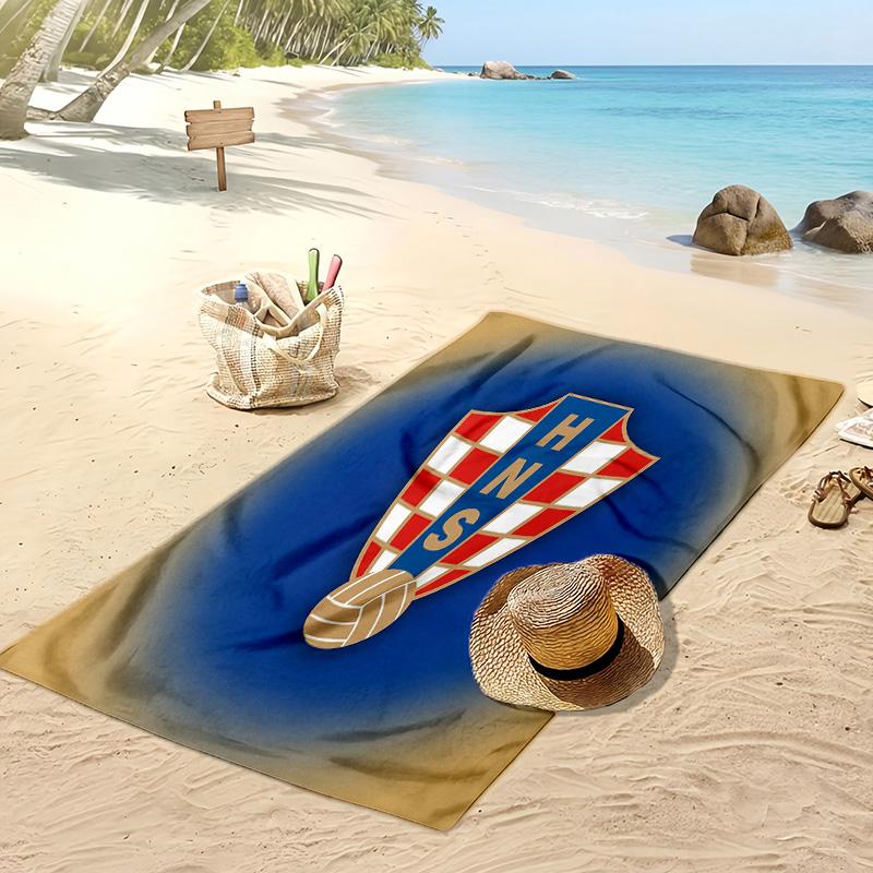 Asciugamano da Spiaggia con Stampa Calcio Croazia Asciugatura Rapida Super Assorbente Morbido Asciugamano da Bagno per Nuoto Spiaggia Viaggio Souvenir Regalo per Fan