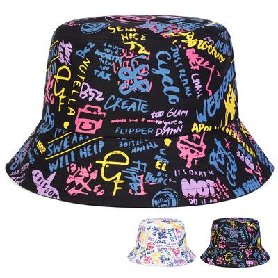 Unisex 88 Letter Graffiti Print Personality Bucket Hats Fishermen Caps Outdoor Casual Cap Sunscreen Hat