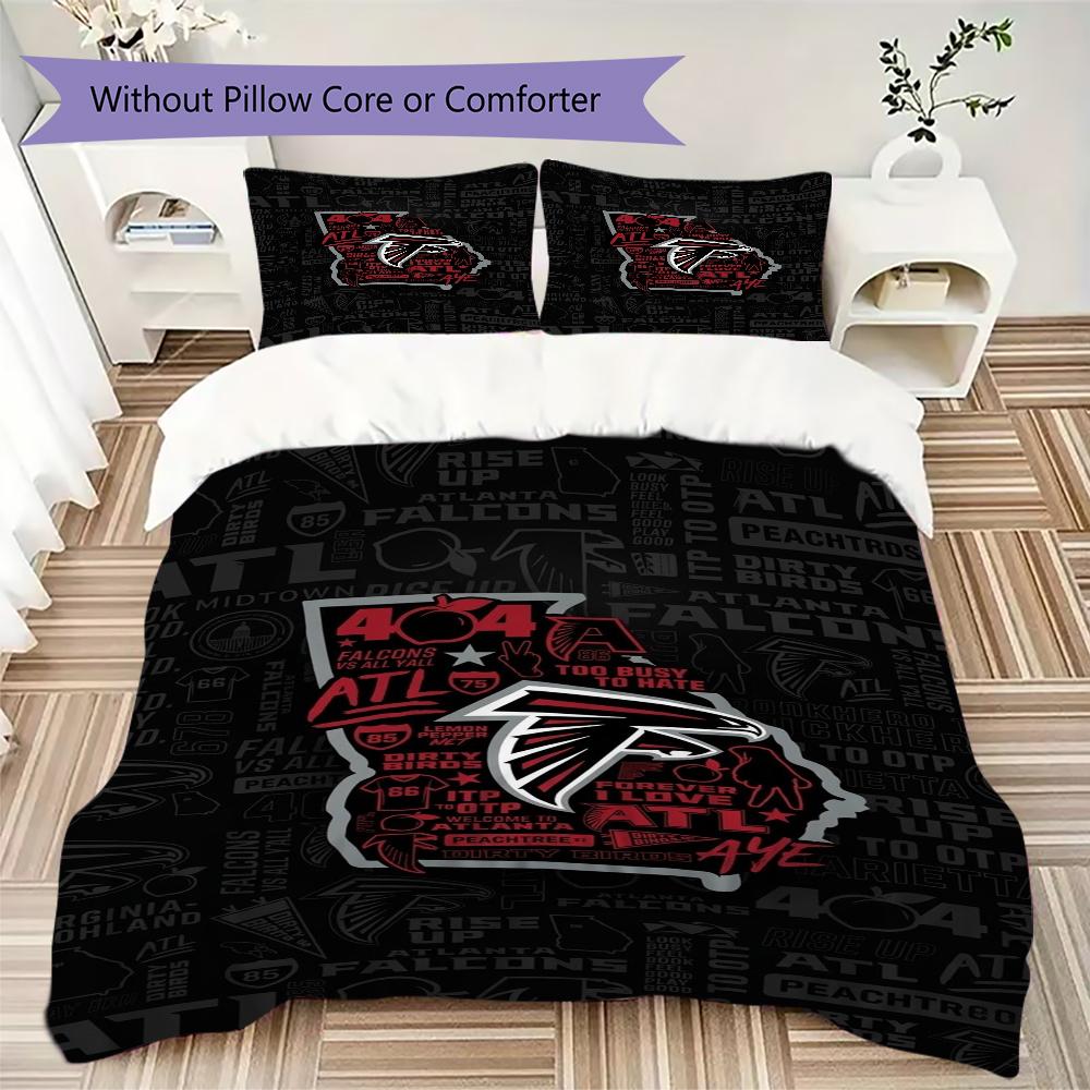 Atlanta Falcons Muster Bettwäsche Steppset Steppdecke Kissenbezug Heimdekoration Geburtstagsgeschenk (1*Bettbezug + 2*Kissenbezug ohne Füllung)