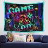 1pc Game Party Fluorescent Tapestry, Ultraviolet Black Light Tapestry, Room Dormitory Home Decoration Wall Hanging
