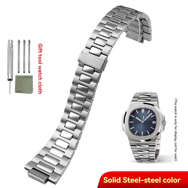 

Для Pa-tek Philippe Nautilus 5711 5726 Цельный ремешок для часов из нержавеющей стали Выпуклый металлический браслет для часов 25x13 мм Серебристый Розовое золото 25mm-13mm серебряный