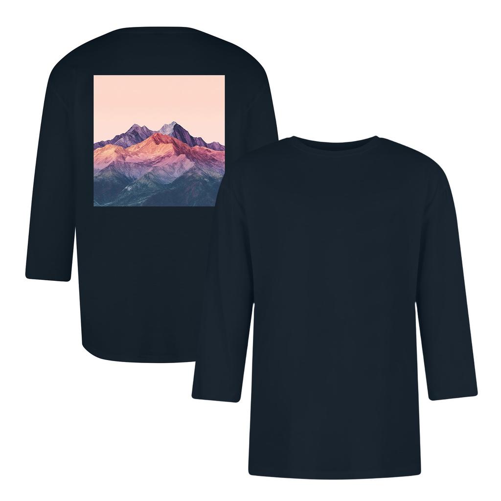 Men's casual and fashionable printed round-neck three-quarter sleeve top T-shirt