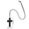 Vintage Wooden for Cross Pendant Brown/Black Rope Necklace Adjustable for Men Wo