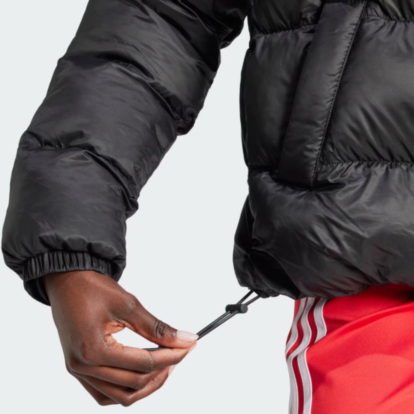 Adidas Originals Adicolor Short Puffer Jacket Fashion Logo Zipper Stand Collar Lightweight Quilted Cotton Jacket Women Jackets Black JD0420