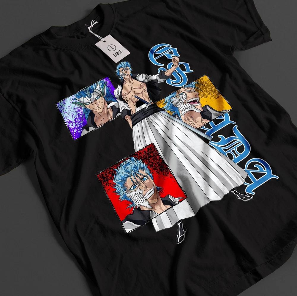 Bleach Anime Shirt Grimmjow Tshirt Ichigo Bankai TShirt Aizen Zaraki Unisex Tee S
