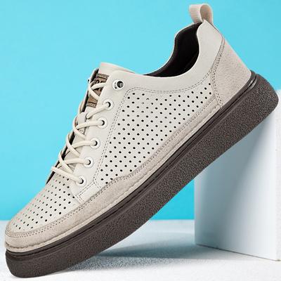 Móda Pravá Kůže Pánské Boty Módní Značka Pánské Tenisky Pohodlné Prodyšné Vulkanizované Boty Volnočasová Chůze Skateboardová Obuv