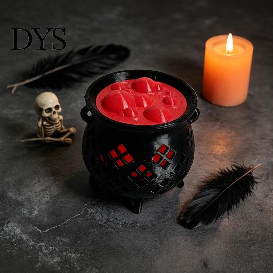 Mystical Household Party Items 3D Printed Witch Cauldron LED Lamp, Glowing Halloween Tabletop Decor Fantasy Themed Supplies for Party, Spooky