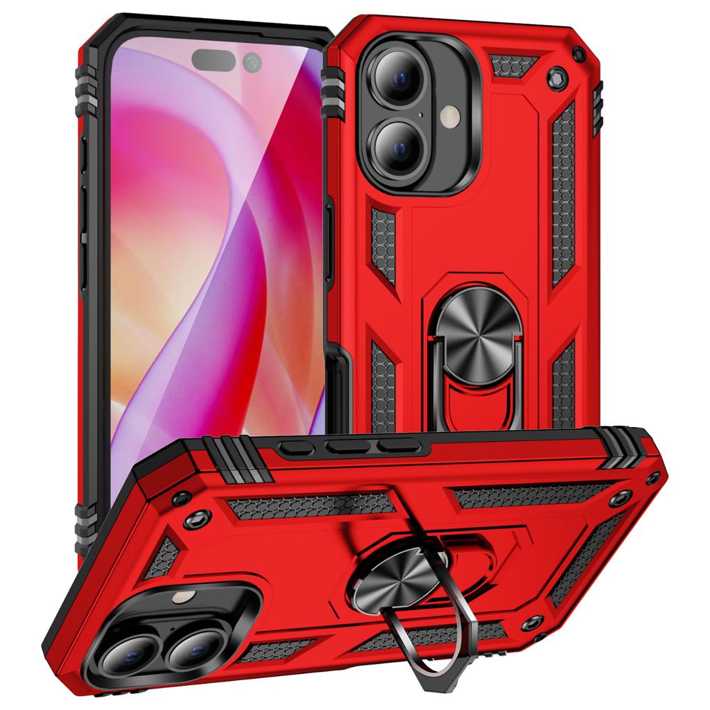 For iPhone 16 Plus Case PC+TPU Dual Layer Protection Kickstand Phone Cover