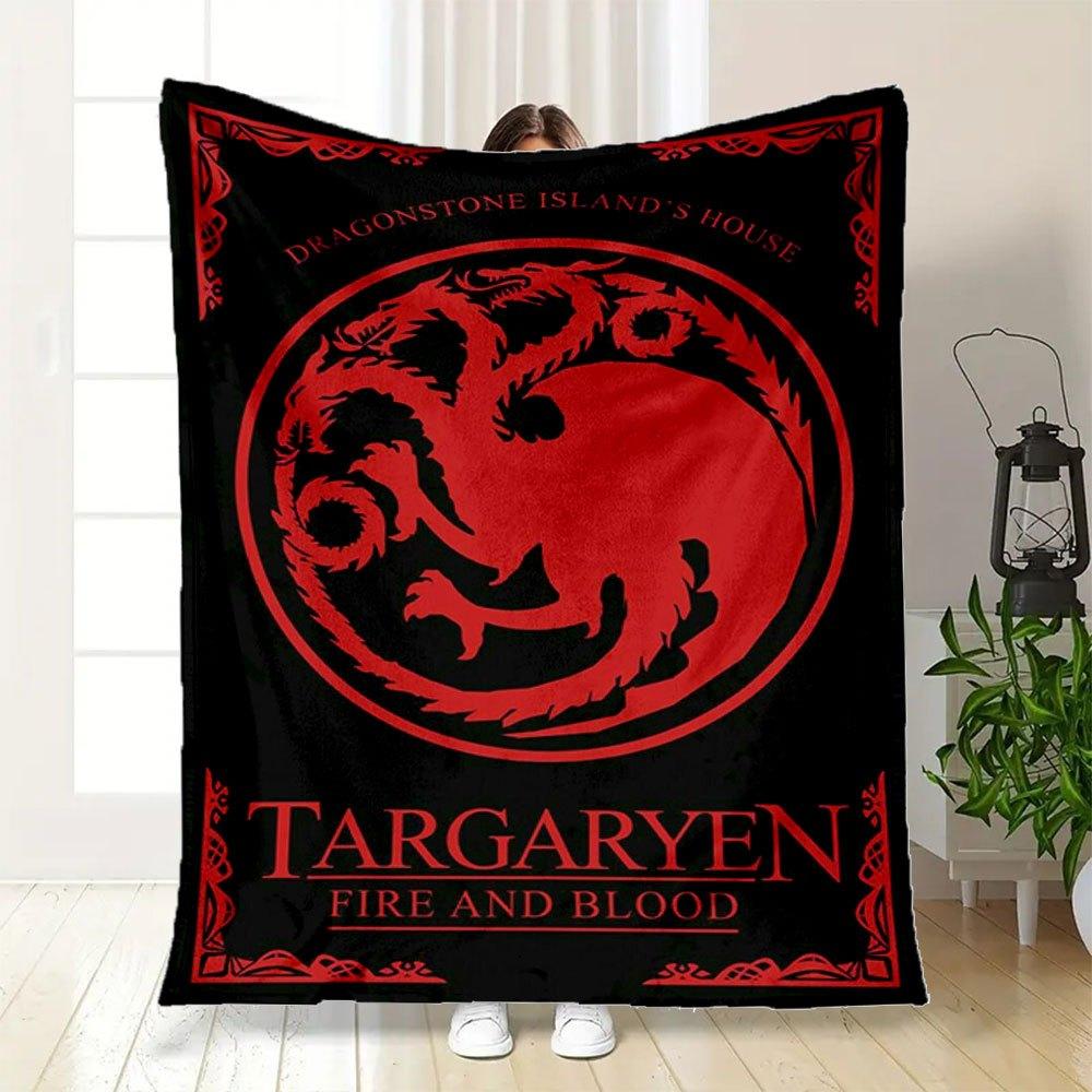 Targaryen Fire and Blood: The Story of Game of ThronesBlanket Flannel Throw Blanket for Sofa, Bed, Travel, Camping, Office, Couch, Chair, An