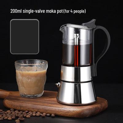 Shangqi Edelstahl Moka-Kanne mit sichtbarem Glas