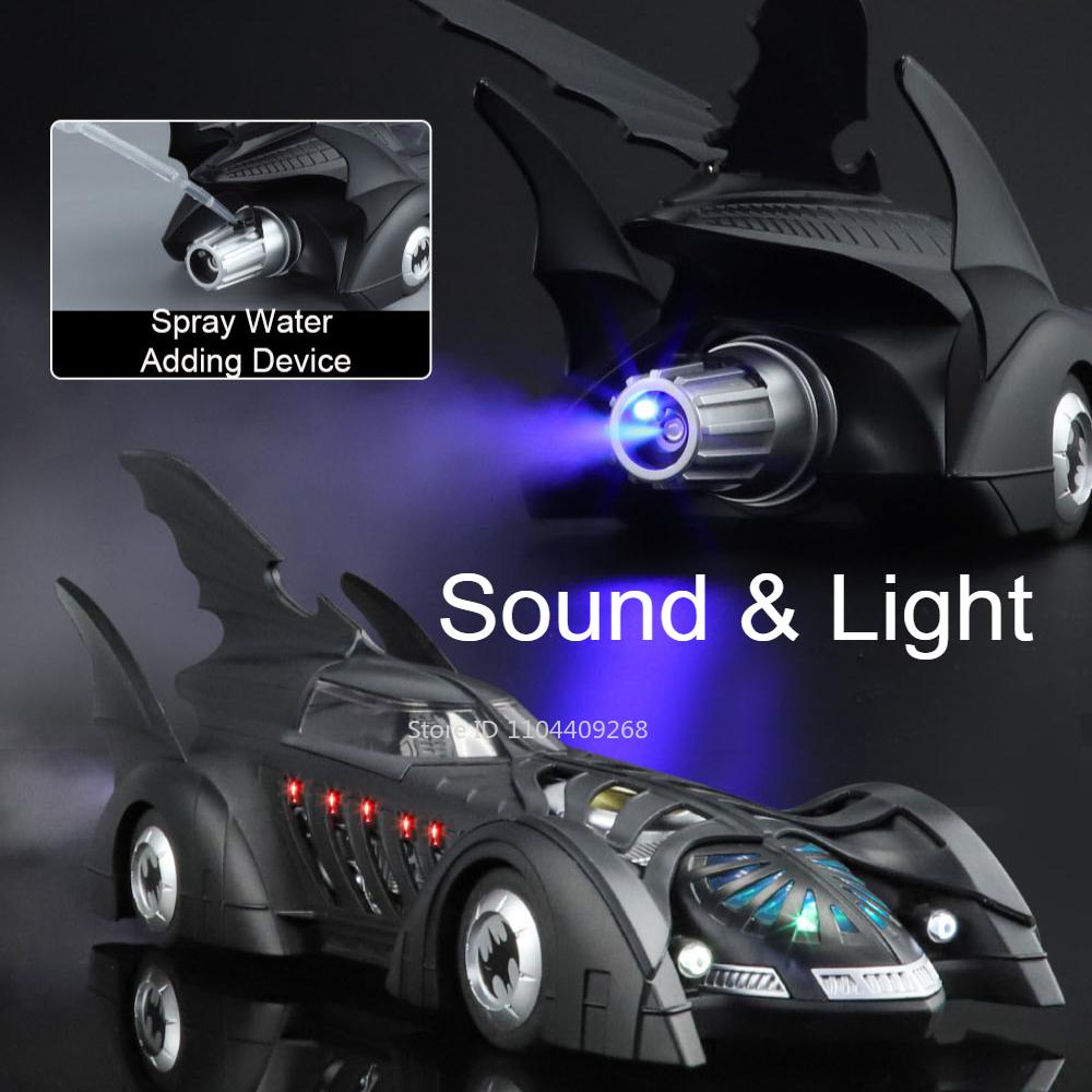 Large 1:18 Batmobile 1995 Car Model Toy Alloy Diecast Sound Light Spray Shock Absorption Vehicle Models Collectible Item