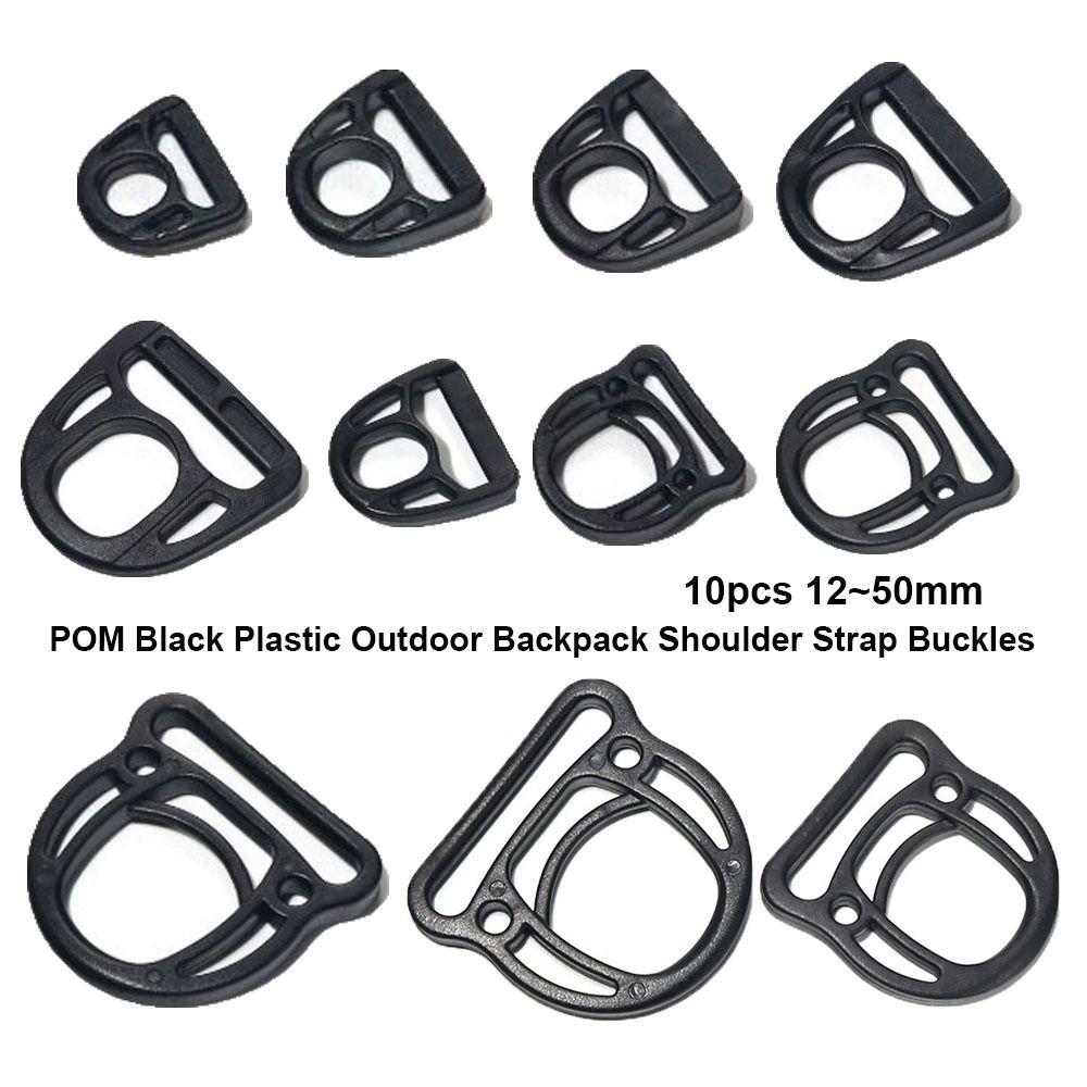 10pcs Black Durable Rope Adjustment Buckle 12~50mm Strap Webbing Buckle Luggage Accessories