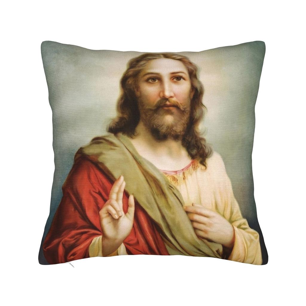 Christliche Kissenhülle Polyester Kissenbezug Dekorativ Gott segne Jesus Christus Zierkissenhülle Zuhause Quadratisch cm