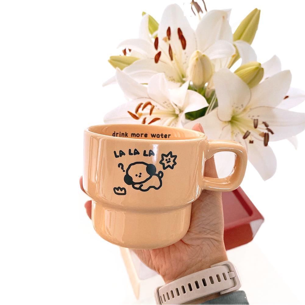 Stacked Ceramic Coffee Cups Office Cups Ins Casual Cups for Girls' Best Friend Cute Water Cups