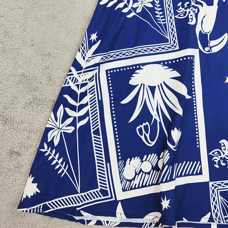 New European and American women's clothing fashion popular printing suspender long dress vacation