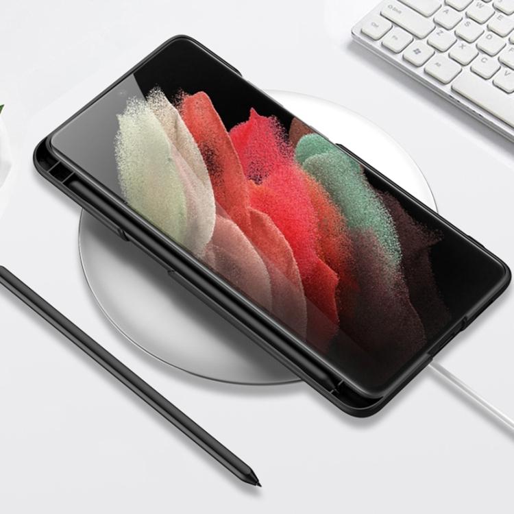 Dla Samsunga Galaxy S21 Ultra 5G GKK Ultracienkie Wstrząsoodporne Etui na Telefon z Uchwytem i Miejscami na Długopisy i Rysik