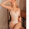 Erotic Open Crotch Bodysuit Woman Sexy Lingerie Crotchless Bow Tie Bikinis Lace Fancy Underwear Stockings Porn Costume Sex Set