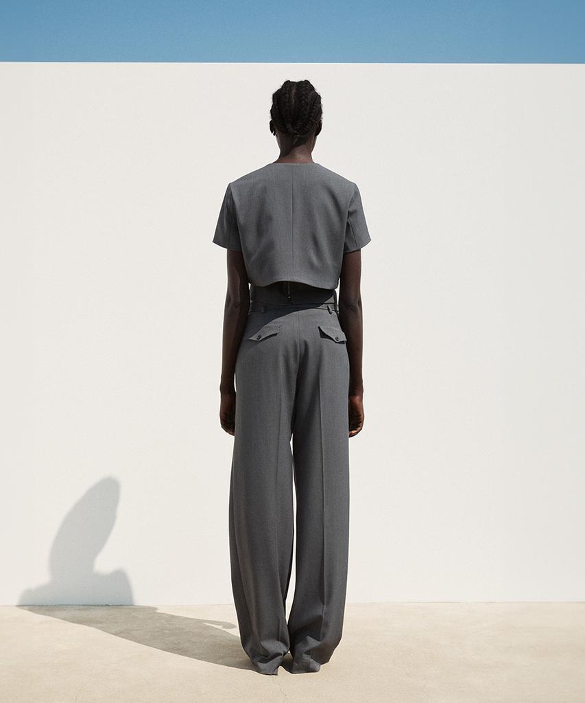 RE RHEE Straight Leg Belted Trouser Charcoal
