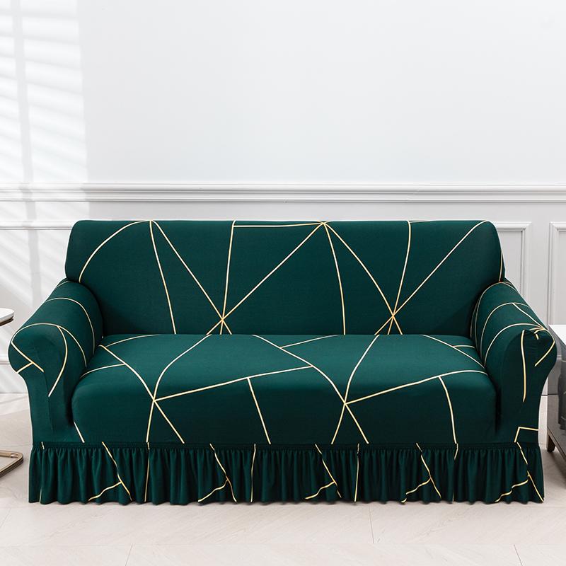 Printed Sofa Cover Stretch Couch Covers Patterned Slipcovers With Skirt Washable Spandex Furniture Protector For Living Room