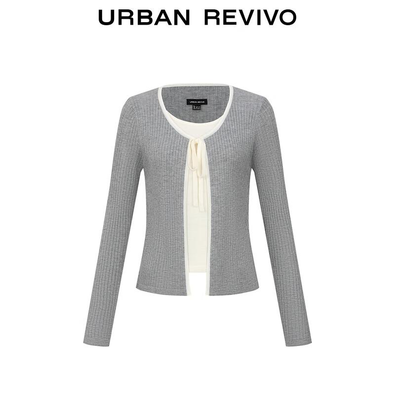 UR Women's Faux Two-Piece Slim Fit Knit Top