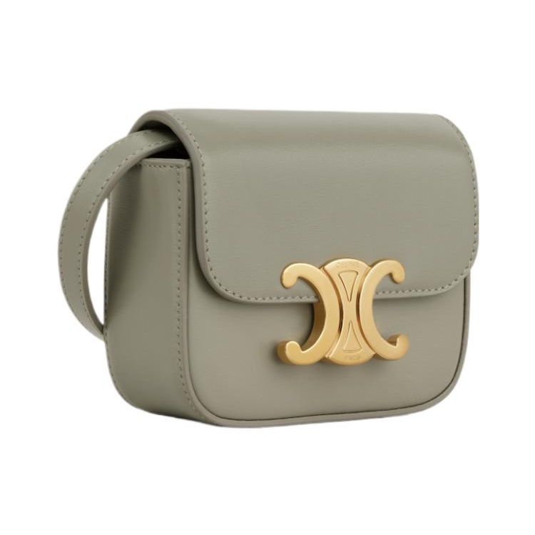 Celine Claude Arc De Triomphe Snap Closure Detachable Adjustable Shoulder Strap Shiny Calfskin Mini Shoulder Crossbody Bag Women Bags 10I513DPV-31GC