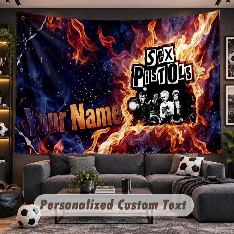 Wall Hanging Tapestry Custom NameSex Pistols Pattern Personalized Printed Fabric Wall Decor