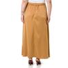 Women's Plus Size Flared Satin Long Black Skirt with Elastic Waist Back