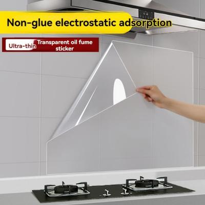 Statischer transparenter Küchenölfest-Film Herd Wasserdicht Feuchtigkeitsbeständig Selbstklebende Tapete Arbeitsplatte Schrank Renovierung Fliesenaufkleber