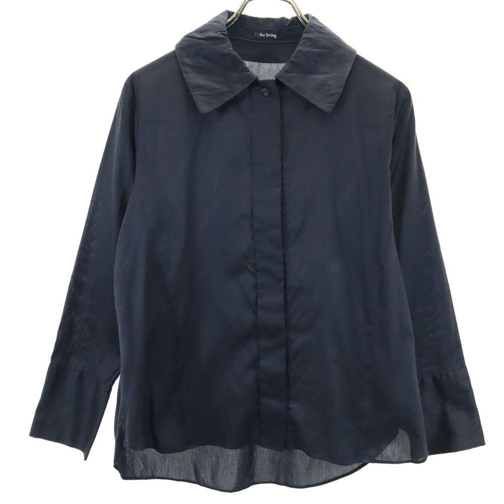 Y's for living made in Japan Long sleeve blouse Navy shirt Women Used