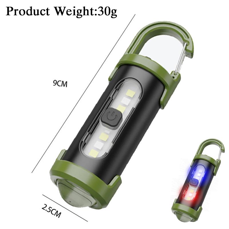 Mini Portable LED COB Flashlight USB Rechargable Torch Built-in Battery 6 Modes Flashlight Outdoor Camping Emergency Lantern