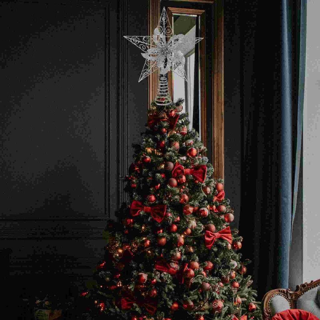Christmas Tree Top Star Decoration Topper Adornment Wrought Iron Ornament Party