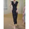 Retro floral lace splicing sleeveless dress female casual girl summer temperament long skirt