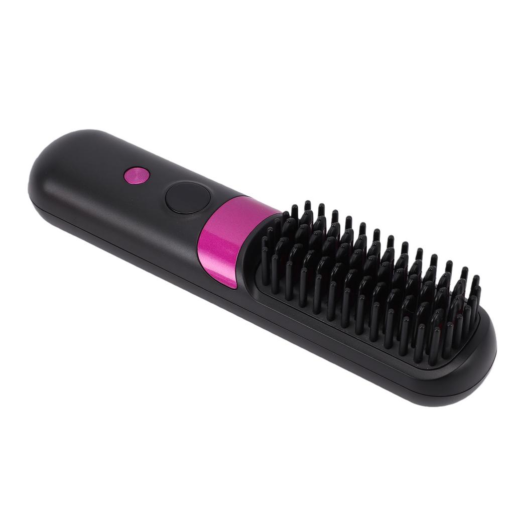 Cordless Hair Straightener Brush Portable Quick Heating Ionic Hot Brush Hair Straightener Black