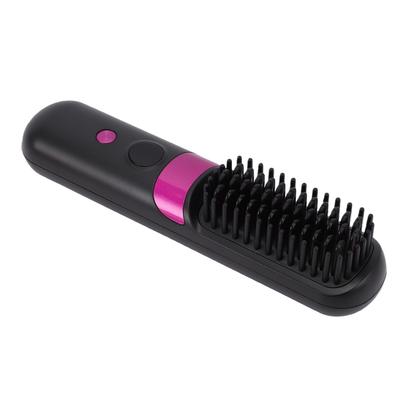 Cordless Hair Straightener Brush Portable Quick Heating Ionic Hot Brush Hair Straightener Black