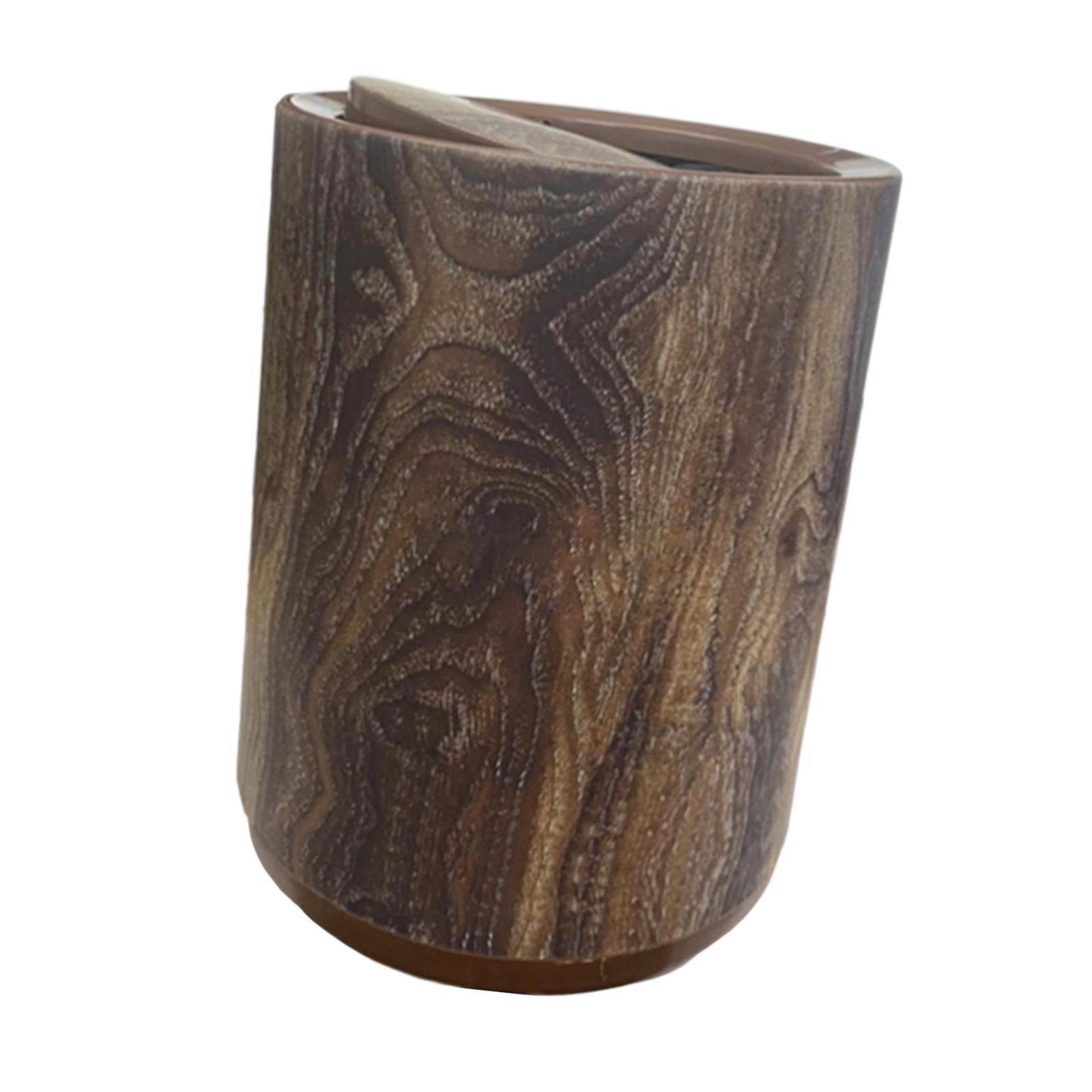 

Bathroom Trash Can Trash Can Garbage Basket Imitation Wood Grain Round Waste Bin Removable Inner for Office Kitchen Bathroom