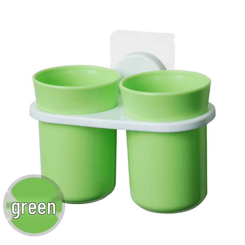 

Wall-Mounted Suction Toothbrush Holder with Traceless Adhesive, Transparent Wash Cup, No-Drill Bathroom Storage
