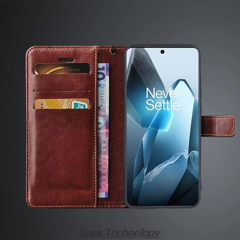 Card Holder Cover Case for Oneplus 13 1+13 Oneplus13 Pu Leather Flip Cover Retro Wallet Phone Case Business Capa Fundas Coque