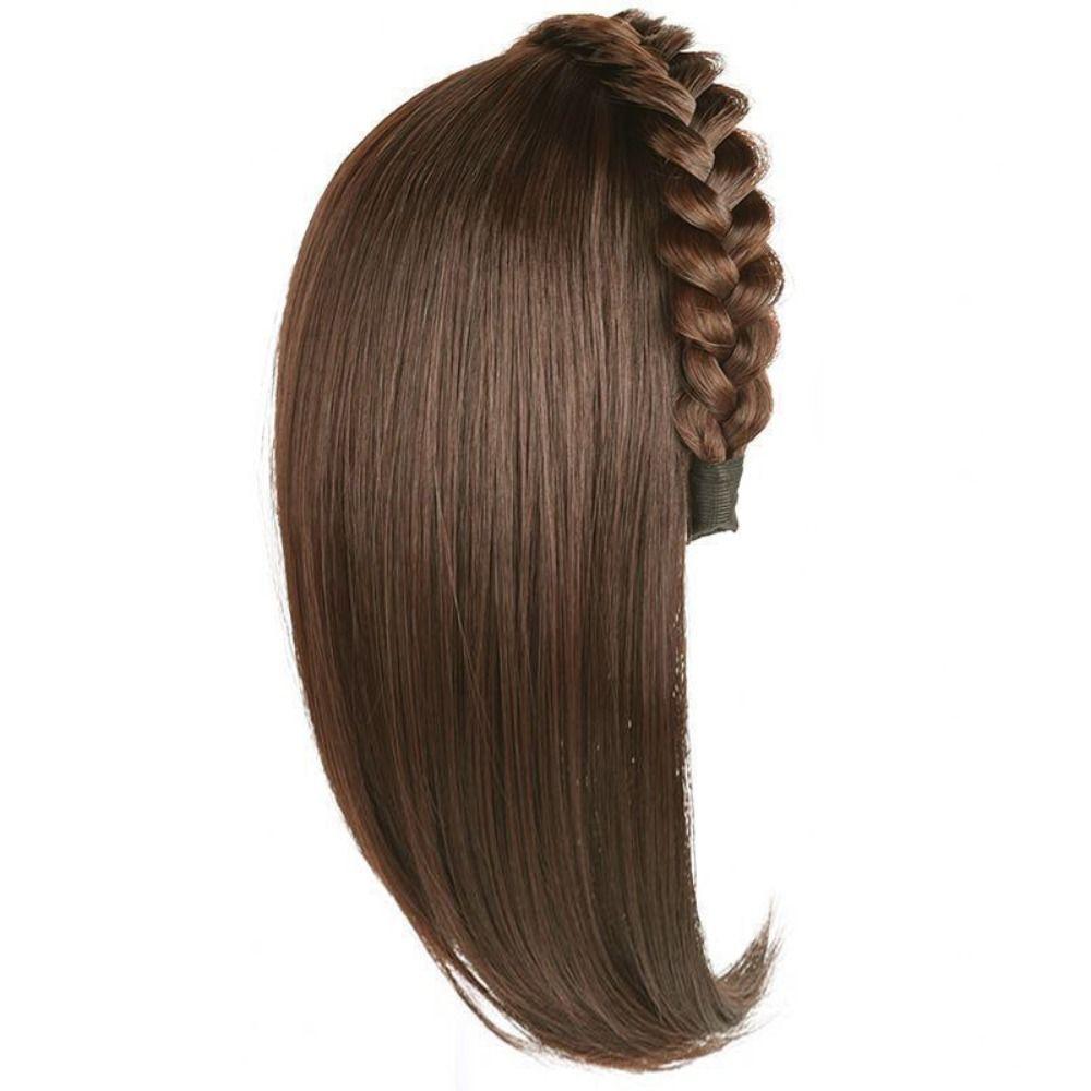 Clip In Half Headband Wig Hair Hoop Wig Replacement Block Twist Braided Fishbone Hairpiece  Party