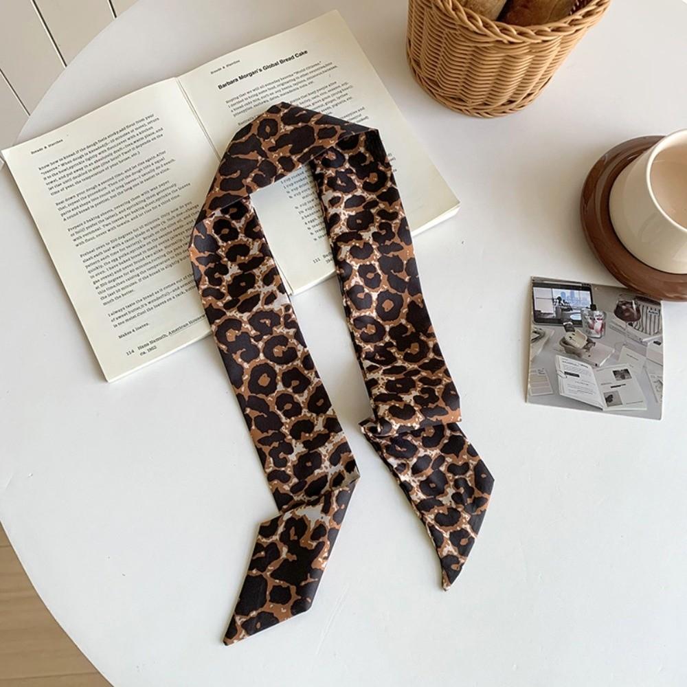 Leopard Print Slender Scarf Long Neck Scarf New Small Silk Scarf Bag Decoration